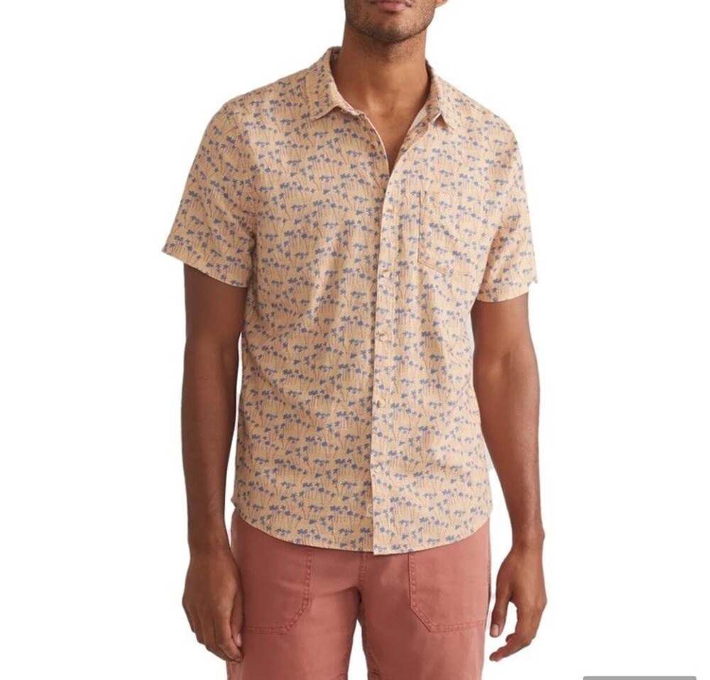 Marine Layer Stretch Selvage Short Sleeve Shirt Men’s S Cotton Button Up Pattern